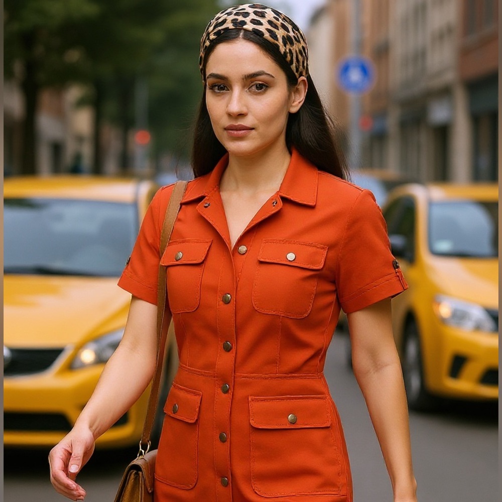 CHICOS coral belted dress Vintage